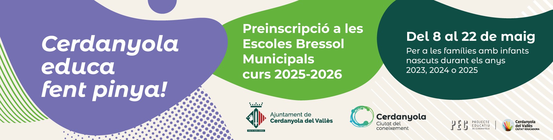Banner Preinscripció a les Escoles Bressol Municipals. Curs 2025-2026